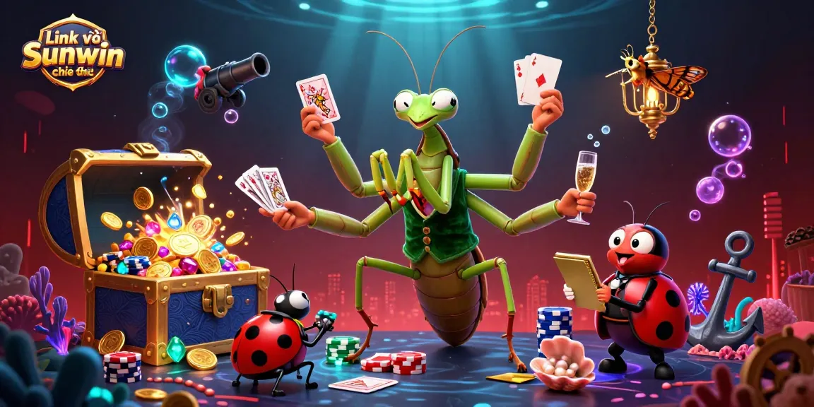 Experience thrilling entertainment with Link vào Sunwin chính thức, showcasing 3D animated casino elements and vibrant underwater treasures.