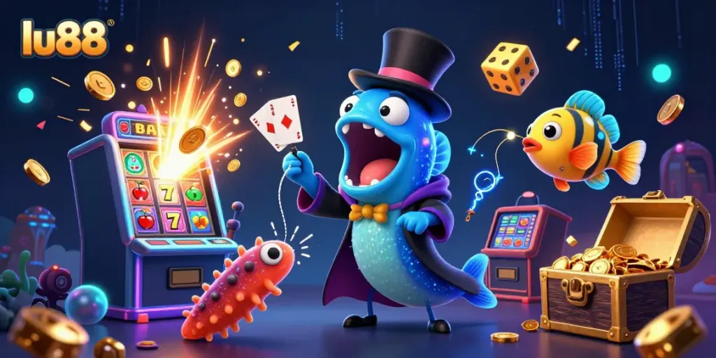 Experience the thrilling magic of LU88 with enchanted sea creatures showcasing exciting casino games and jackpots.